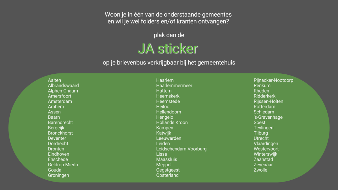 De nieuwe lijst met Ja-sticker gemeentes